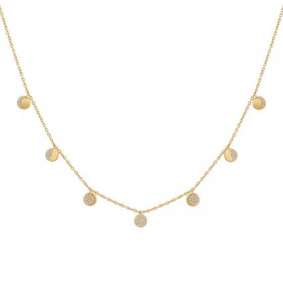 Halskette 925 Silber vergoldet Mondphasen Zirkonia 