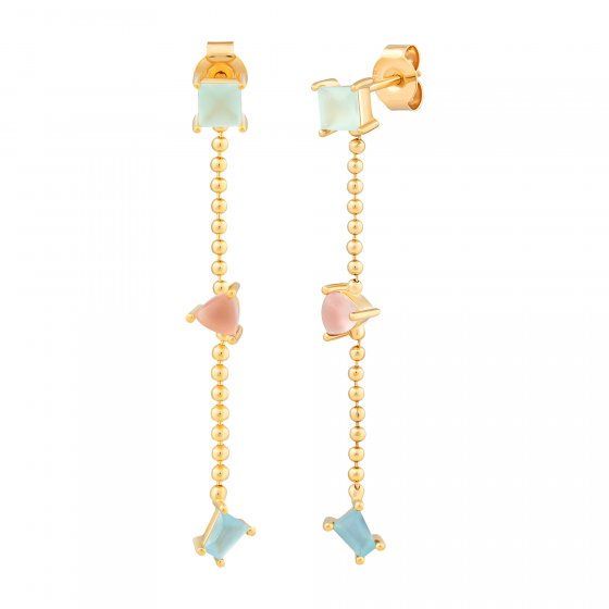 Ohrhänger 925 Silber vergoldet Echtsteine Pastell 