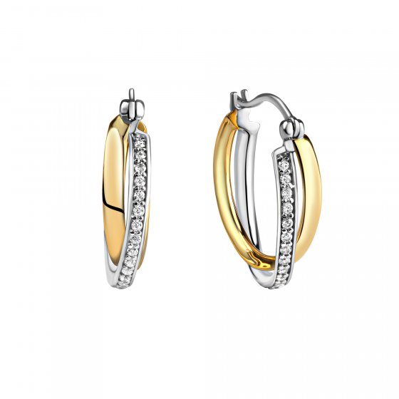 Ohrring 925 Silber 2farbig mit Zirkoniasteinen 