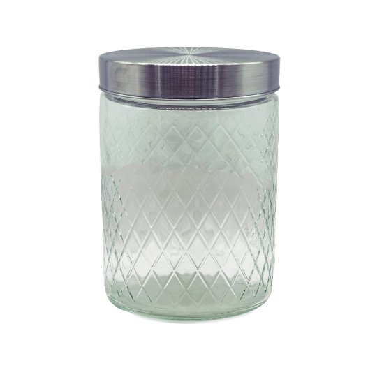 Vorratsglas mit Edelstahldeckel Rauten-Prägung 