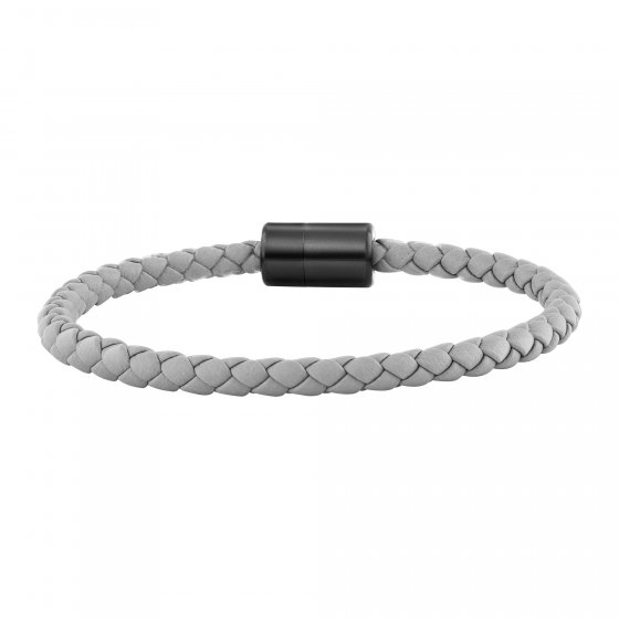 Armband Leder olivenblattgegerbt  grau schwarz 