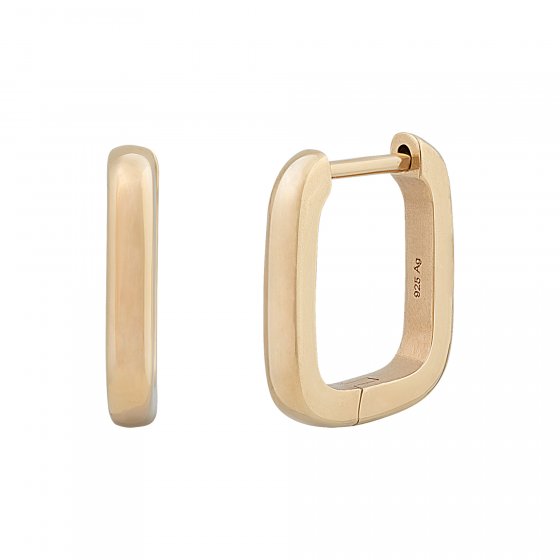 Creole 925 Sterling Silber gelb vergoldet quadratisch 