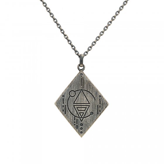 Anhänger mit Kette 925/- Silber matt oxidiert Tattoo Motiv 