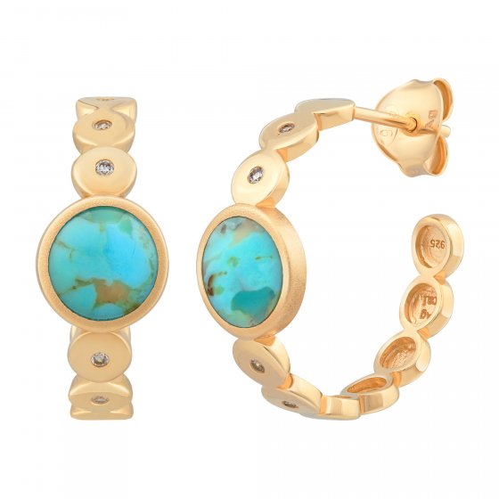 Ohrringe 925 Silber vergoldet Türkis und Zirkonia 