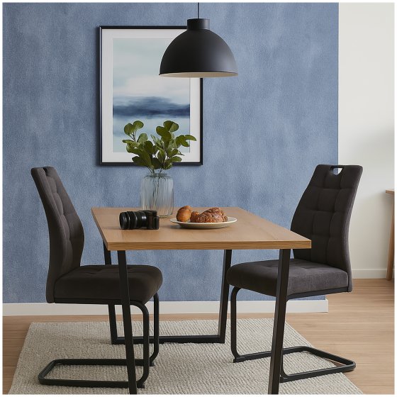 Modernes 2er Set Schwingstühle Dunkelgrau mit elegantem Design 