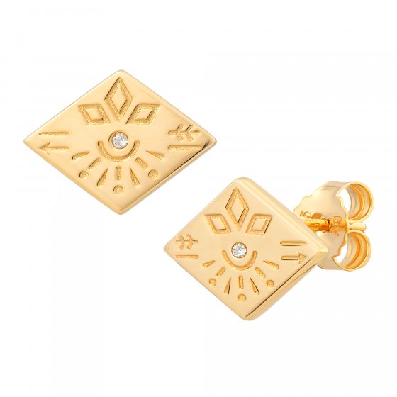 Ohrstecker 925  Silber vergoldet Tattoo Motiv Raute 