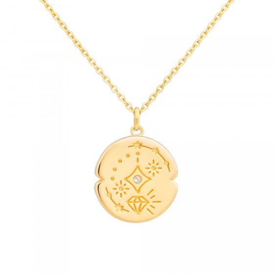 Halskette 925 Sterling Silber Topas Tattoo Motiv rund 