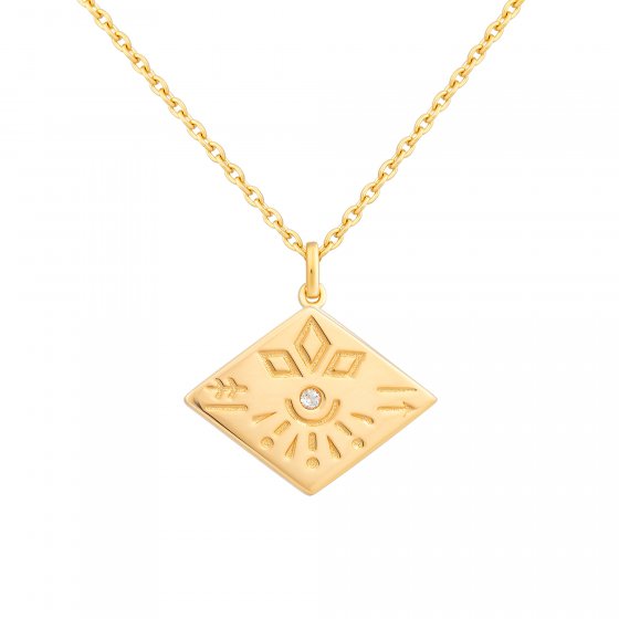 Halskette 925 Sterling Silber Topas Tattoo Motiv Raute 