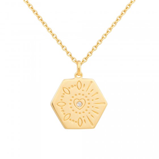 Halskette 925 Sterling Silber Topas Tattoo Motiv Hexagon 