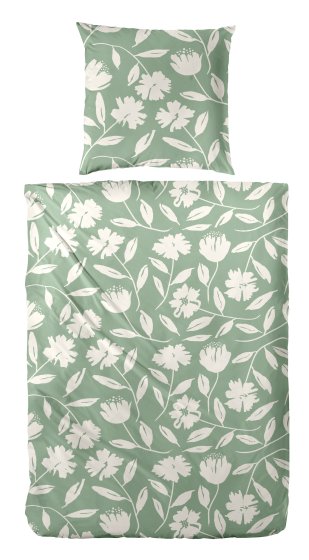 Bettwäsche Perkal Floral HAHN grün | 155x220
