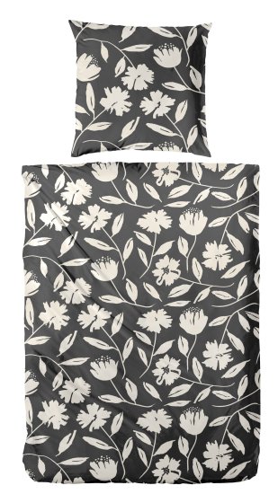 Bettwäsche Perkal Floral HAHN anthrazit | 155x220