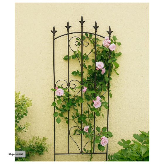 Rankgitter aus Metall mit Herz-Ornament Schwarz Celia 