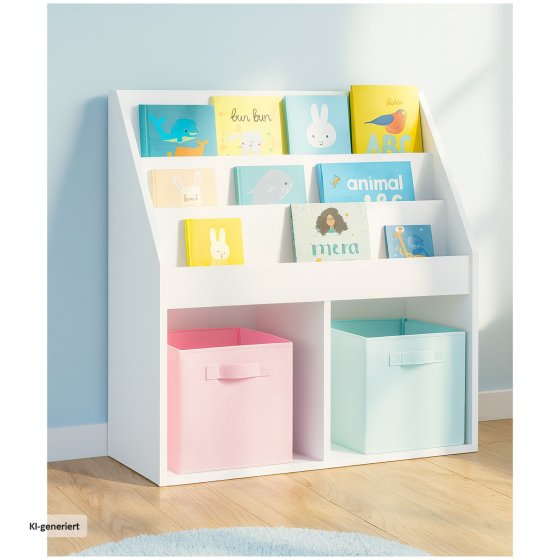Kinderregal Aufbewahrungsregal mit 5 Fächern Bücherregal für Kinderzimmer Weiß 