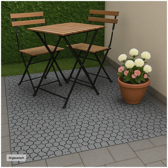 Kunststoff Bodenplatten 4er Set 30 x 30 cm Stecksystem wetterfest für Terrasse und Balkon 
