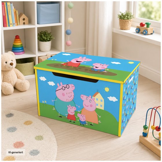 Peppa Pig Spielzeugkiste mit Deckel Kinder Aufbewahrungsbox Hellblau 