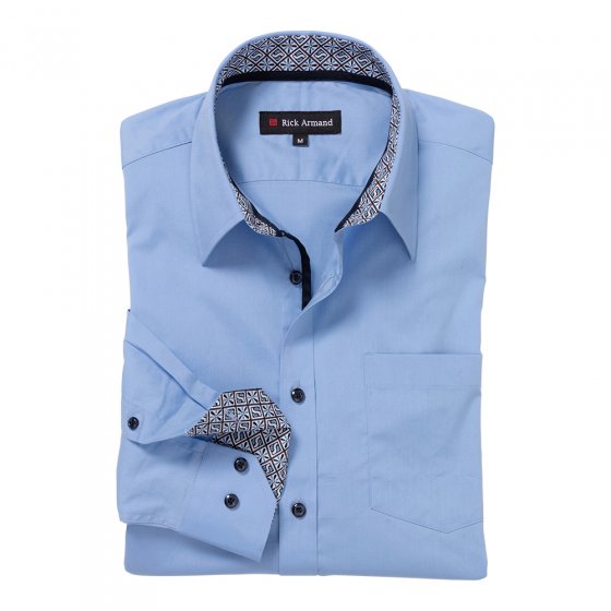 Stretchhemd mit Kontrasten 3XL (47/48) | Hellblau