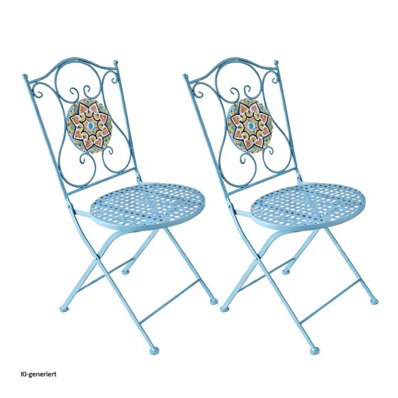 Gartenstuhl 2er-Set Metall Türkis Tunis 