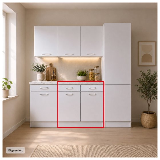 Küchenunterschrank Jenna Weiß 80 cm mit 2 Schubladen 