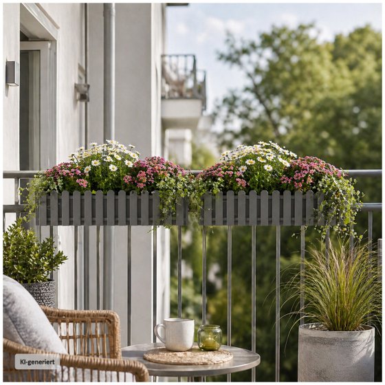 Blumenkasten mit Wasserspeicher Nessa 75 cm Grau 