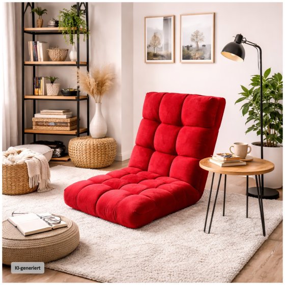 Bodensessel Rot Verstellbar Bodenstuhl Klappbar Gepolstert bis 150 kg 