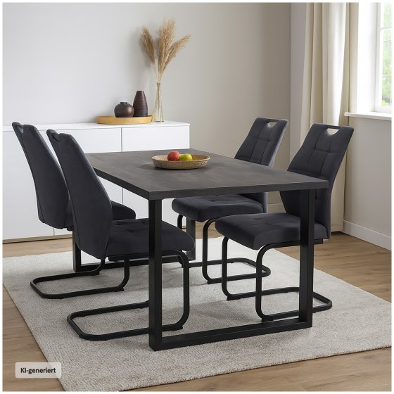 Modernes 4er Set dunkelgraue Schwingstühle für Esszimmer und Küche 