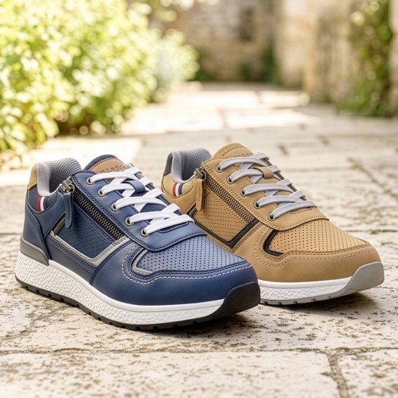Schnürschuh mit Reißverschluss 46 | Blau