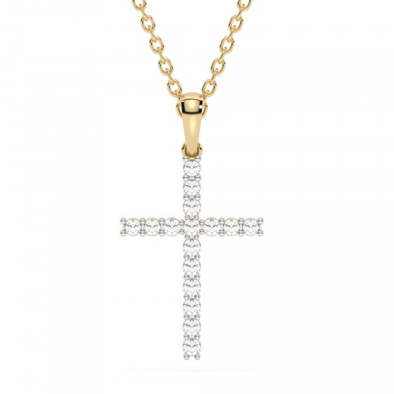 Halskette 585 Gelbgold mit 16 im Labor gezüchteten Diamanten 