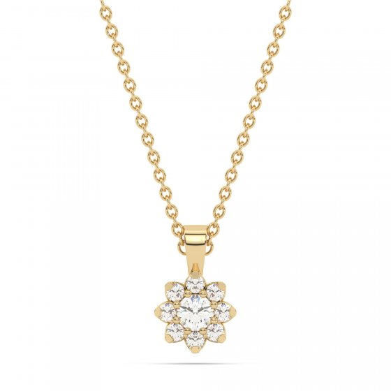 Halskette 585 Gelbgold mit im Labor gezüchteten Diamanten 