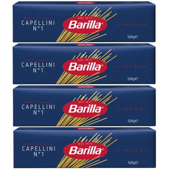 Barilla Nudeln Capellini Nummer 1 Hartweizengrieß 500g 4er Pack 