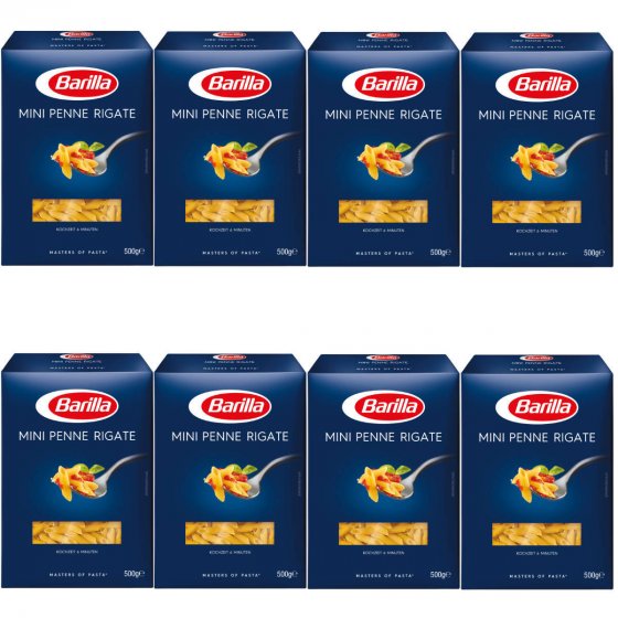 Barilla Piccolini Mini Penne Rigate Pasta Nudeln 500g 8er Pack 