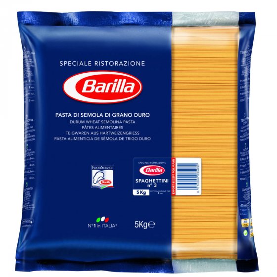 Barilla Basta Nudeln Spaghettini Nummer 3 Hartweizennudeln 5000g 