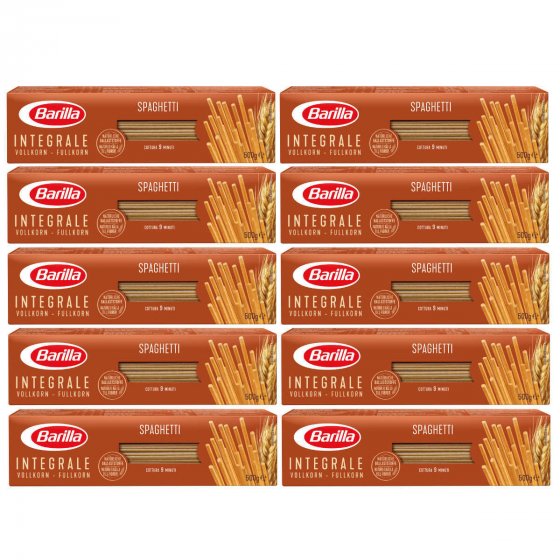 Barilla Pasta Nudeln Spaghetti Vollkorn Integrale 500g 10er Pack 