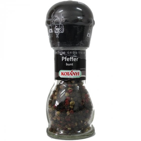 Kotanyi Mühle Pfeffer bunt grob fein in einer Gewürzmühle 35g 