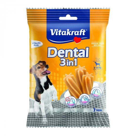 Vitakraft Dental 3in1 - Zahnpflege-Snack für Hunde von 5-10 kg 