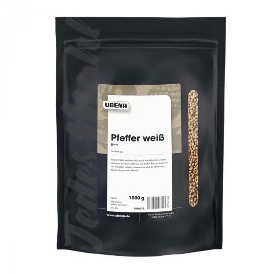 Ubena Pfeffer ganz weiss feiner milderer Geschmack Zipbeutel 1000 g 