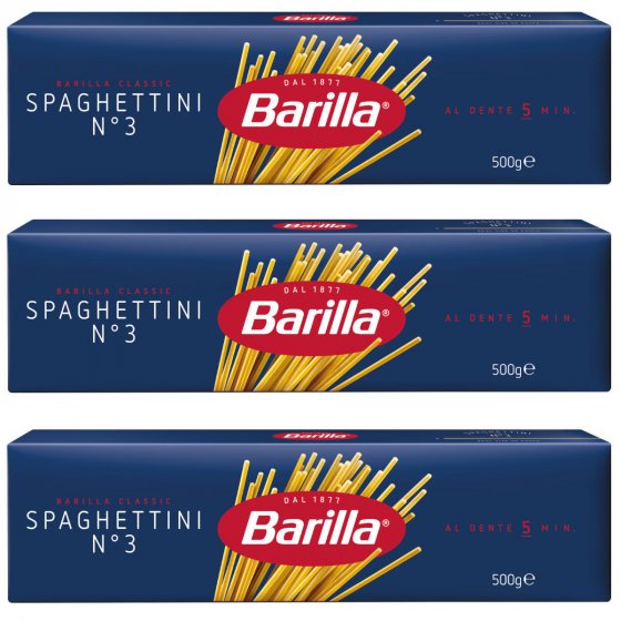 Barilla Spaghettini Nummer 3 Hartweizennudeln Pasta 500g 3er Pack