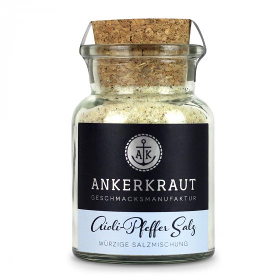 Ankerkraut Aioli Pfeffer Salz würzige Salzmischung Korkenglas 155g 
