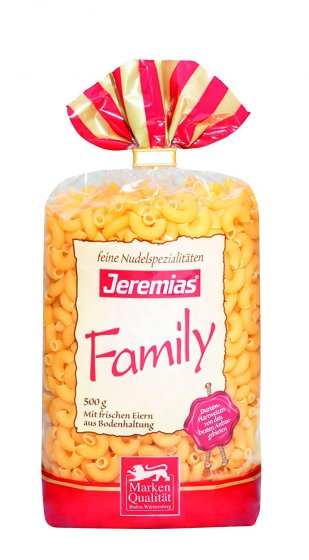Jeremias Hörnchen Classic Family Frischei Nudeln 500g 4er Pack 