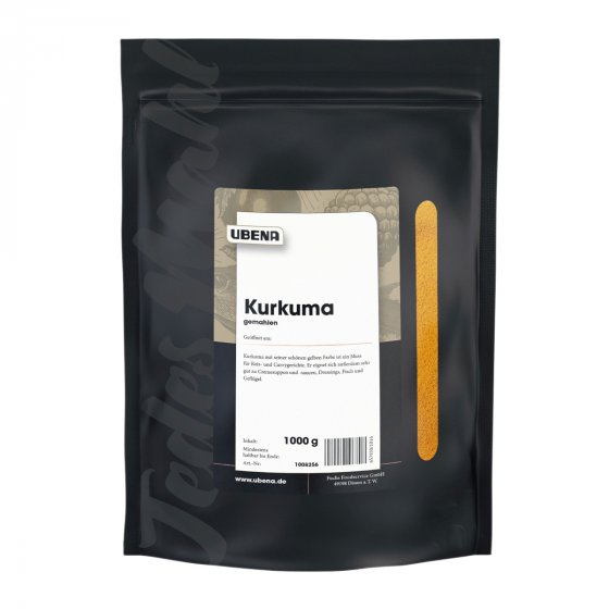 Ubena Kurkuma gemahlen leuchtend gelbe Farbe Zipbeutel 1000g 