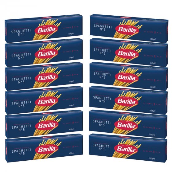 Barilla Spaghetti Nummer 5 Hartweizennudeln Pasta 500g 12er Pack