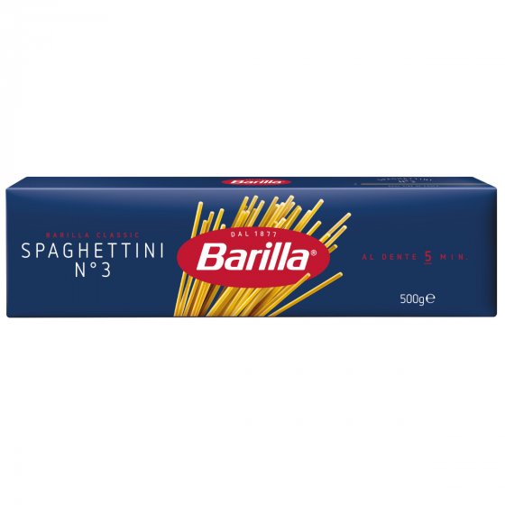 Barilla Spaghettini Nummer 3 Hartweizen Pasta aus Italien 500g 