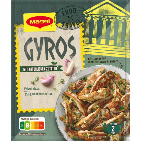 Maggi Food Travel Fix für Gyros Gewürz mit natürlichen Zutaten 30g 