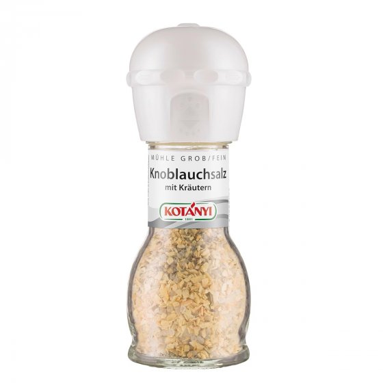 Kotanyi Knoblauch Meersalz würzige Kräuter in einer Gewürzmühle 50g 