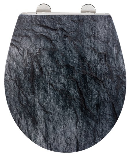 Premium WC-Sitz Mod. Slate Rock mit Relief, aus antibakteriellem Duroplast 