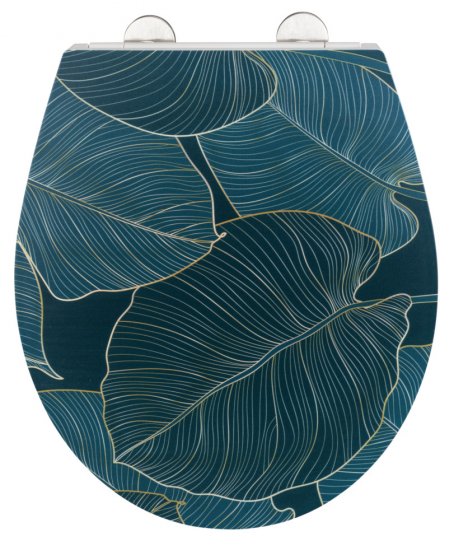 Premium WC-Sitz Mod. Big Leaves mit Relief, aus antibakteriellem Duroplast