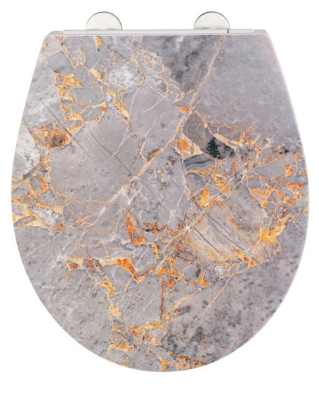 Premium WC-Sitz Mod. Grey Marble mit Relief, aus antibakteriellem Duroplast 