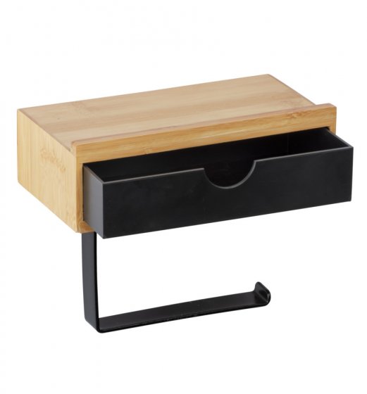 Toilettenpapierrollenhalter mit Schublade Mod. Bambusa, zur Wandmontage 