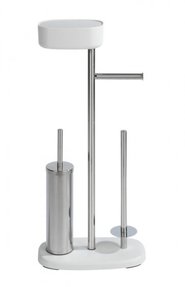Stand WC-Garnitur mit Box Mod. Rivazza Weiß, integrierter Toilettenpapierhalter, Ersatzrollenhalter 