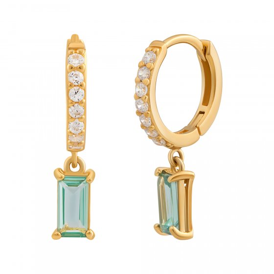 Creole 925 Sterling Silber vergoldet mit Zirkonia und Nano Turmalin 