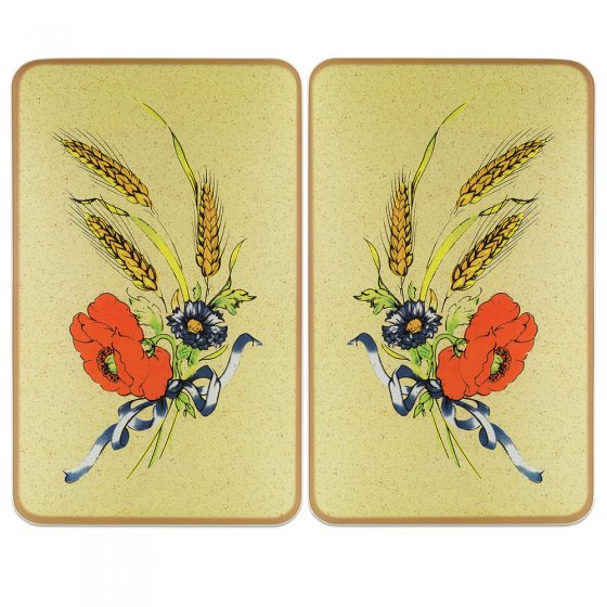 Herdabdeckplatte Universal Mod. Kornblumen, 2er Set, für alle Herdarten geeignet